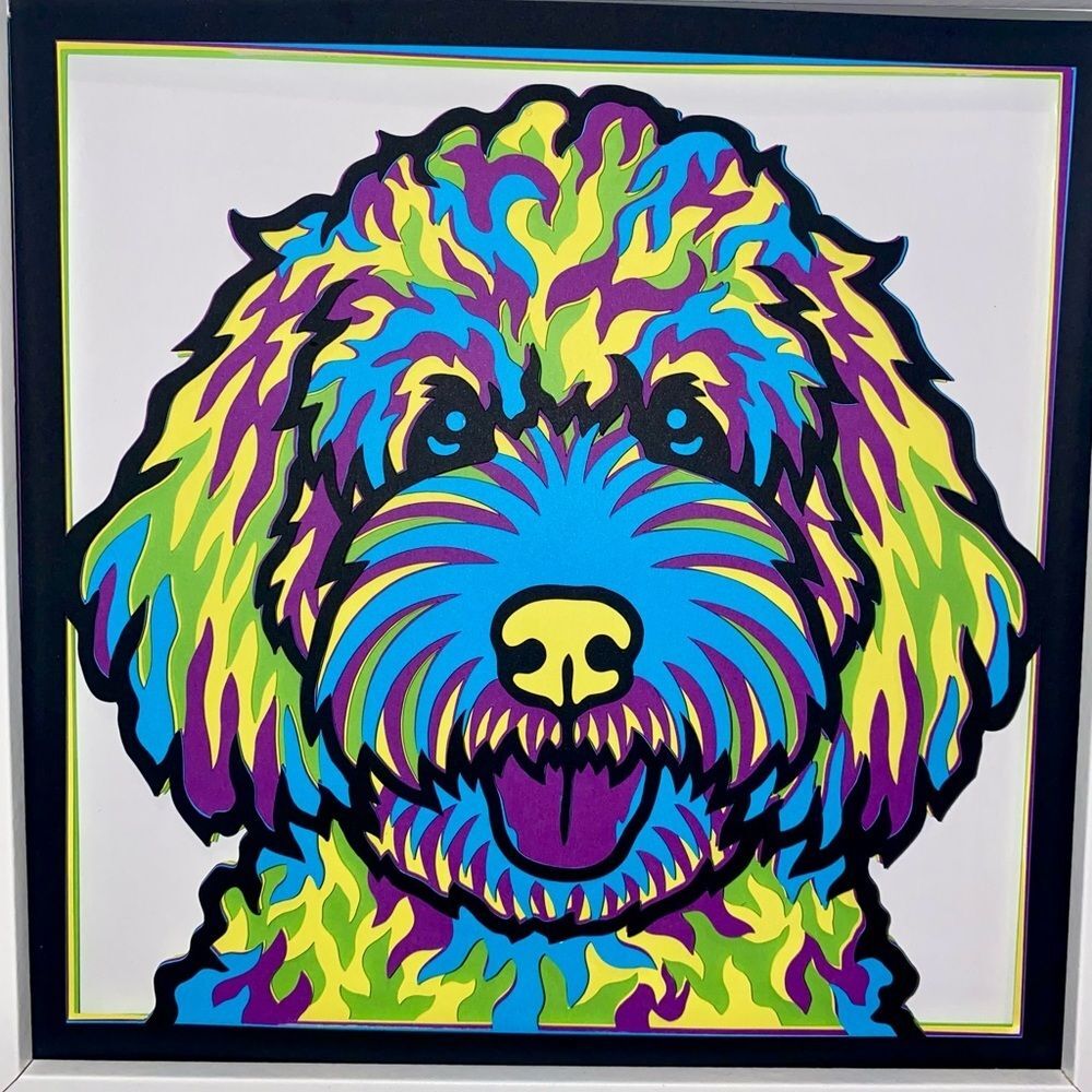 3D Labradoodle Multicolor Shadowbox - Picture 7 of 8
